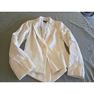She Said Ivory White Wool Blend Blazer Jacket Size 6 Single Button